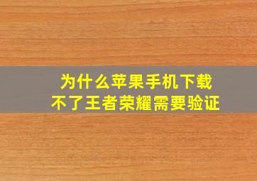 为什么苹果手机下载不了王者荣耀需要验证