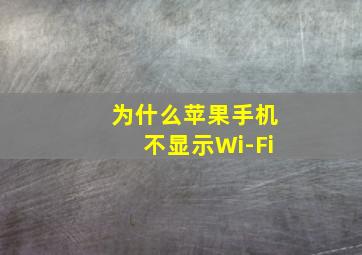 为什么苹果手机不显示Wi-Fi