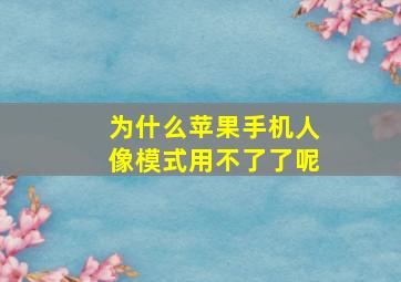 为什么苹果手机人像模式用不了了呢