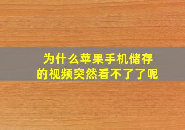 为什么苹果手机储存的视频突然看不了了呢