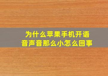 为什么苹果手机开语音声音那么小怎么回事