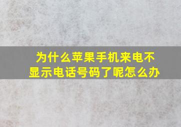 为什么苹果手机来电不显示电话号码了呢怎么办