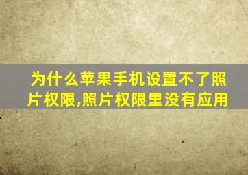 为什么苹果手机设置不了照片权限,照片权限里没有应用