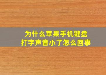 为什么苹果手机键盘打字声音小了怎么回事