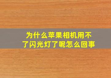 为什么苹果相机用不了闪光灯了呢怎么回事