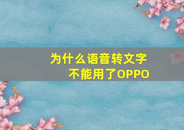 为什么语音转文字不能用了OPPO