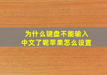 为什么键盘不能输入中文了呢苹果怎么设置