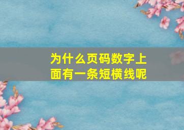 为什么页码数字上面有一条短横线呢