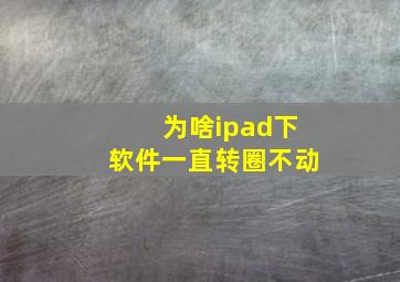 为啥ipad下软件一直转圈不动