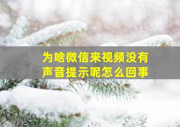 为啥微信来视频没有声音提示呢怎么回事