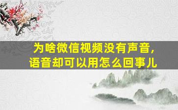 为啥微信视频没有声音,语音却可以用怎么回事儿