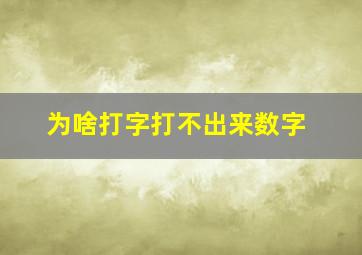 为啥打字打不出来数字