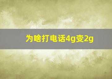 为啥打电话4g变2g