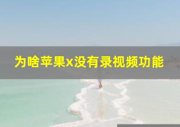 为啥苹果x没有录视频功能