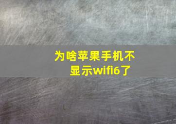 为啥苹果手机不显示wifi6了