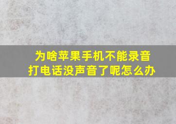 为啥苹果手机不能录音打电话没声音了呢怎么办