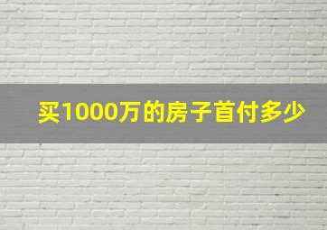 买1000万的房子首付多少