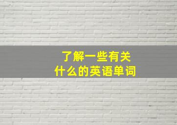 了解一些有关什么的英语单词