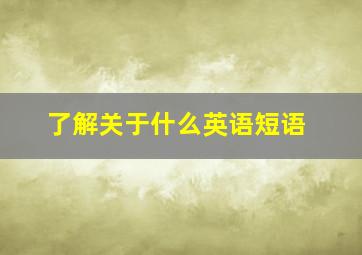 了解关于什么英语短语