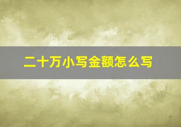 二十万小写金额怎么写