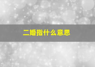 二婚指什么意思