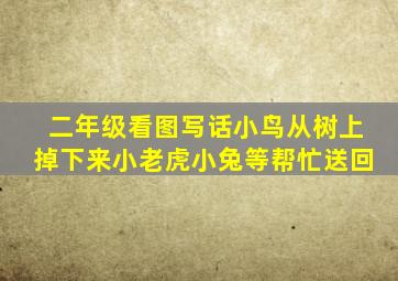 二年级看图写话小鸟从树上掉下来小老虎小兔等帮忙送回