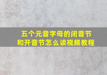 五个元音字母的闭音节和开音节怎么读视频教程