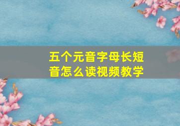 五个元音字母长短音怎么读视频教学