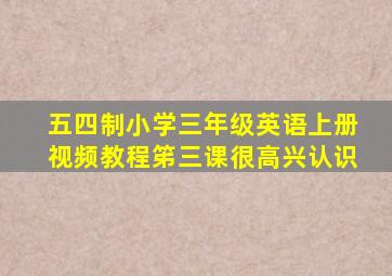 五四制小学三年级英语上册视频教程笫三课很高兴认识