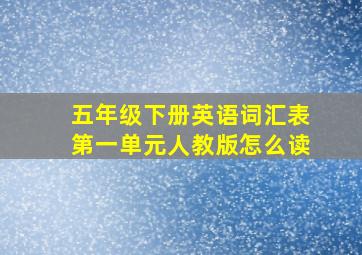 五年级下册英语词汇表第一单元人教版怎么读