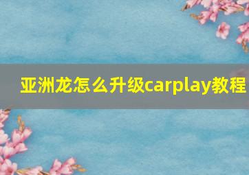 亚洲龙怎么升级carplay教程