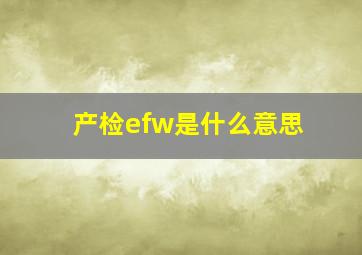 产检efw是什么意思