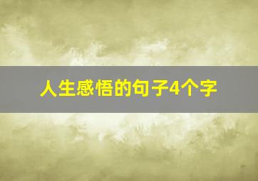 人生感悟的句子4个字