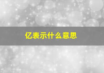 亿表示什么意思