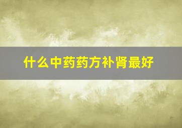 什么中药药方补肾最好