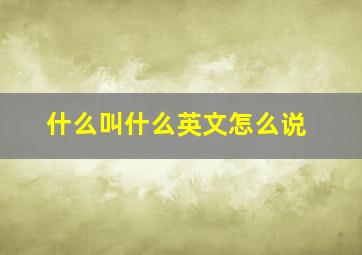 什么叫什么英文怎么说