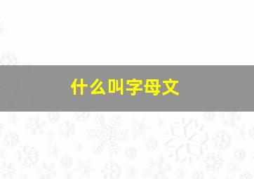 什么叫字母文