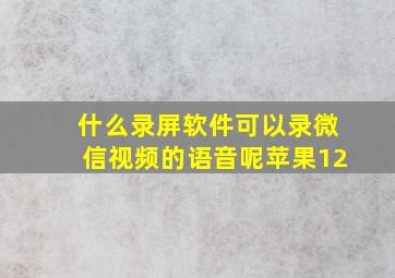 什么录屏软件可以录微信视频的语音呢苹果12