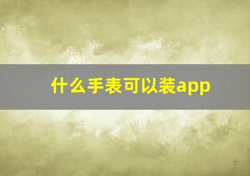 什么手表可以装app