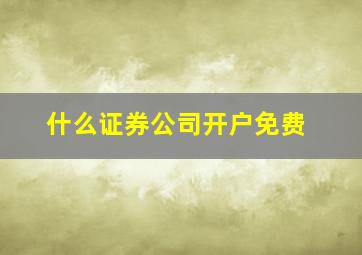 什么证券公司开户免费