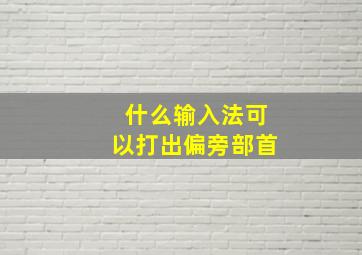 什么输入法可以打出偏旁部首