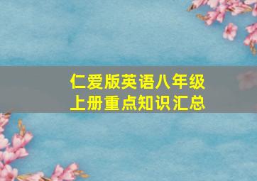 仁爱版英语八年级上册重点知识汇总