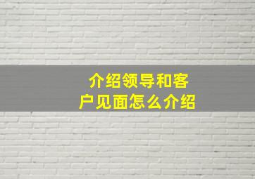 介绍领导和客户见面怎么介绍