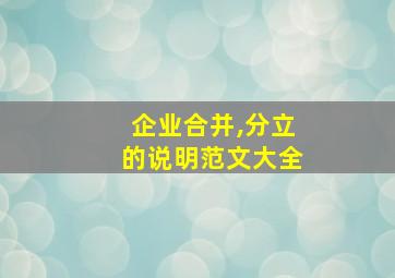 企业合并,分立的说明范文大全