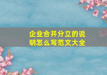 企业合并分立的说明怎么写范文大全