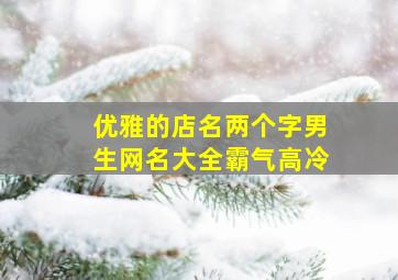 优雅的店名两个字男生网名大全霸气高冷