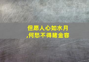 但愿人心如水月,何愁不得睹金容