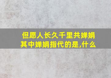 但愿人长久千里共婵娟其中婵娟指代的是,什么