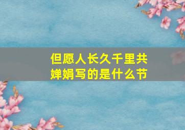 但愿人长久千里共婵娟写的是什么节