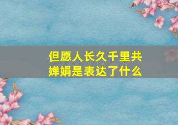 但愿人长久千里共婵娟是表达了什么